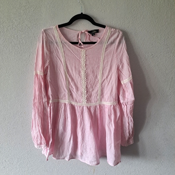 Suzanne Betro Tops - Suzanne Betro Pink Peasant tunic top